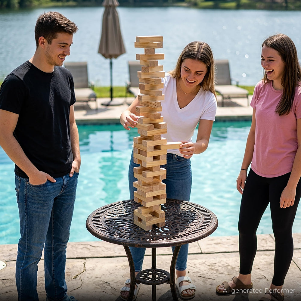 SPORT BEATS size comparison showing tower height against a person for scale