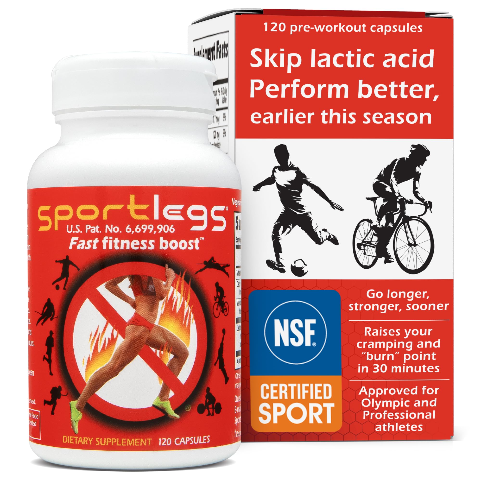 SPORTLEGS front packaging showing bottle and branding, supporting confident pre-workout use