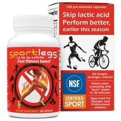 SPORTLEGS front packaging showing bottle and branding, supporting confident pre-workout use