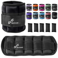 Sportneer front view of ankle weights showing cushioned neoprene and fit for workouts