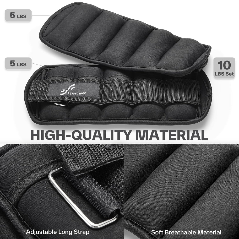 Sportneer open pocket displaying removable 1-lb sand bags for easy weight changes