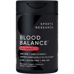Sports Research bottle front packaging showing supplement benefits and vegan label