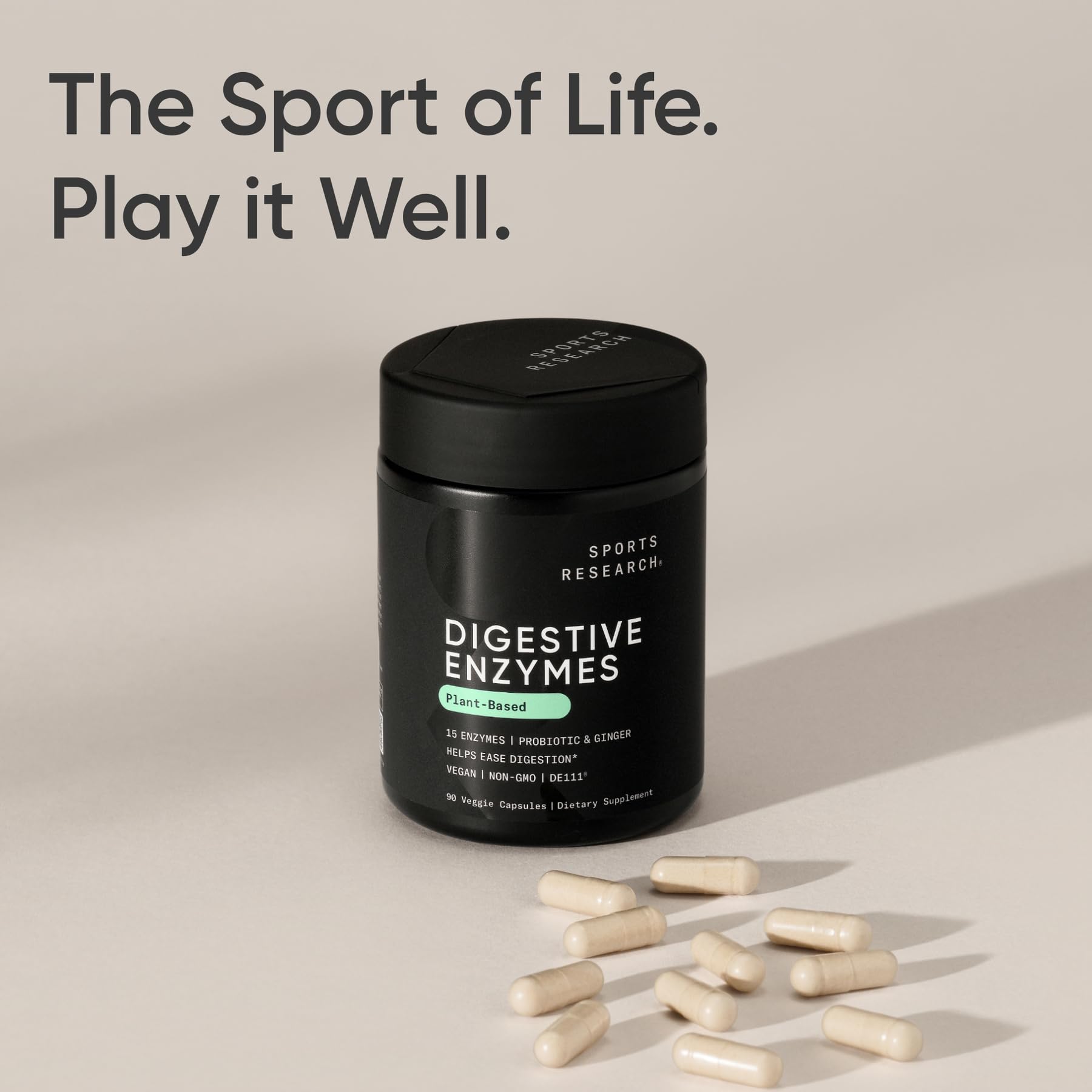 Sports Research ginger root and capsule emphasizing natural digestive support