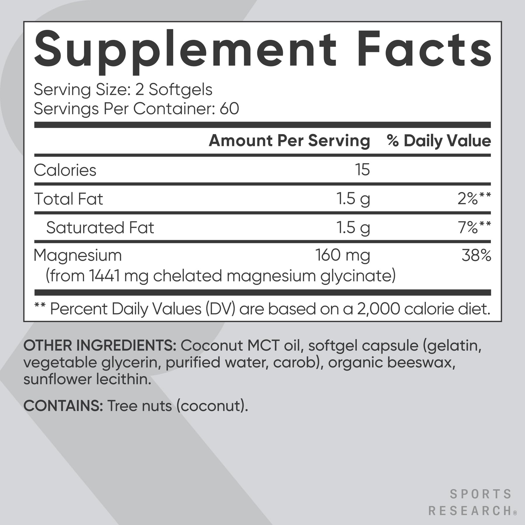 Sports Research supplement facts close-up for transparency and informed dosing