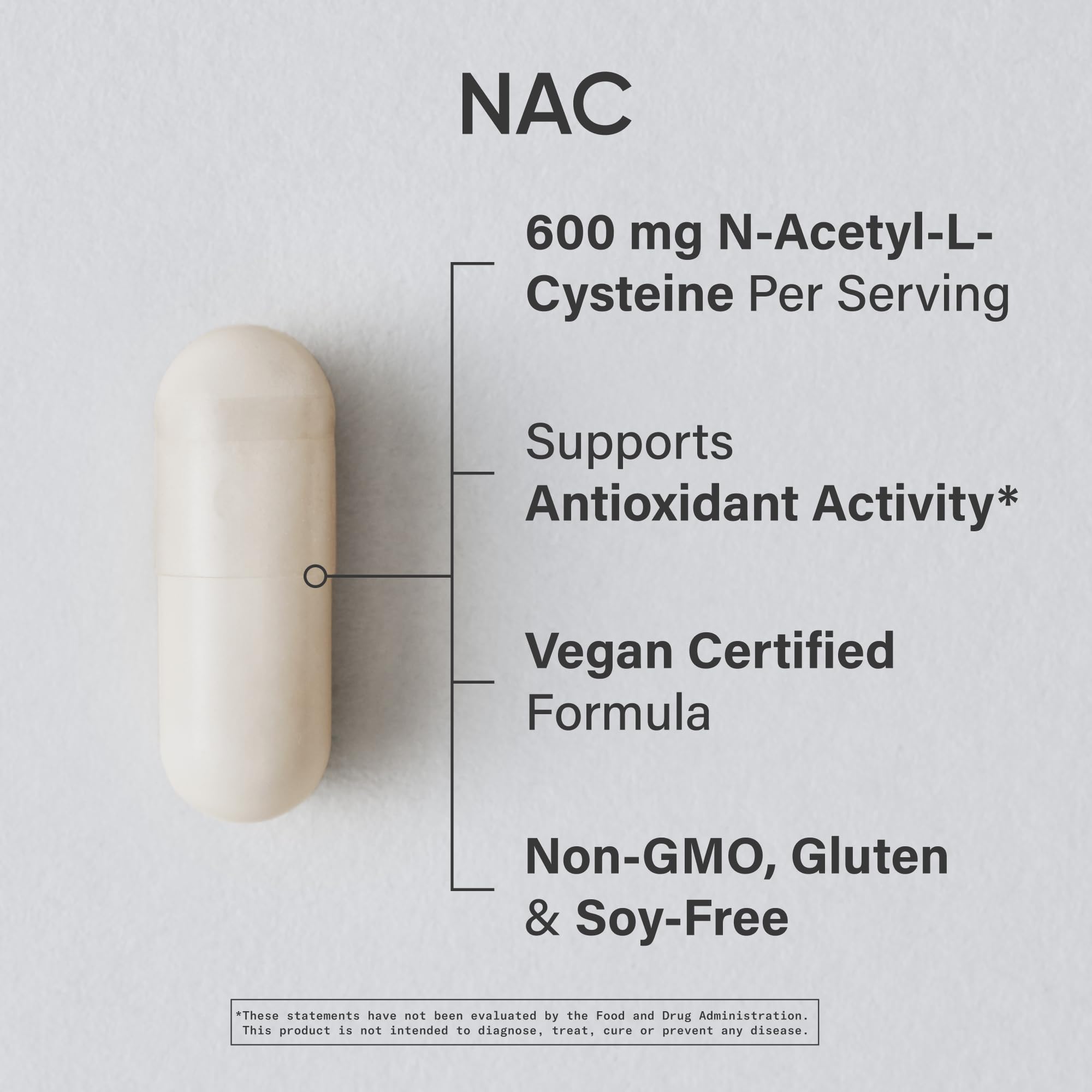 Close-up of a single Sports Research NAC capsule revealing texture and vegan shell benefit