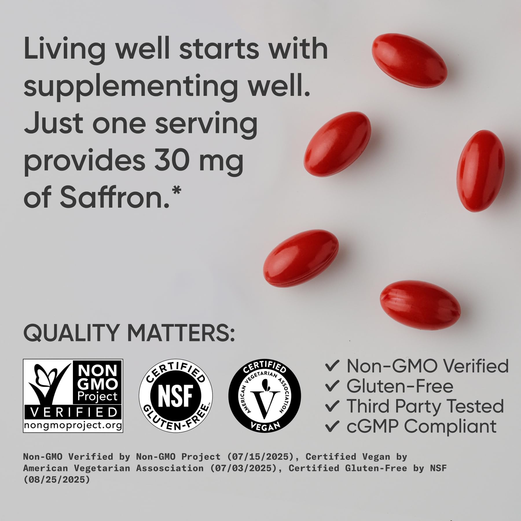 Sports Research ingredient label close-up showing Affron standardization details