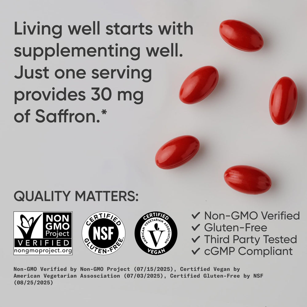 Sports Research ingredient label close-up showing Affron standardization details