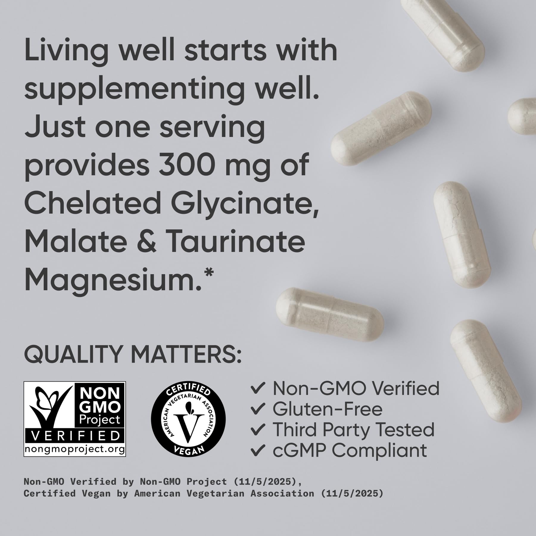 Sports Research supplement facts label clear view showing 300 mg magnesium per serving