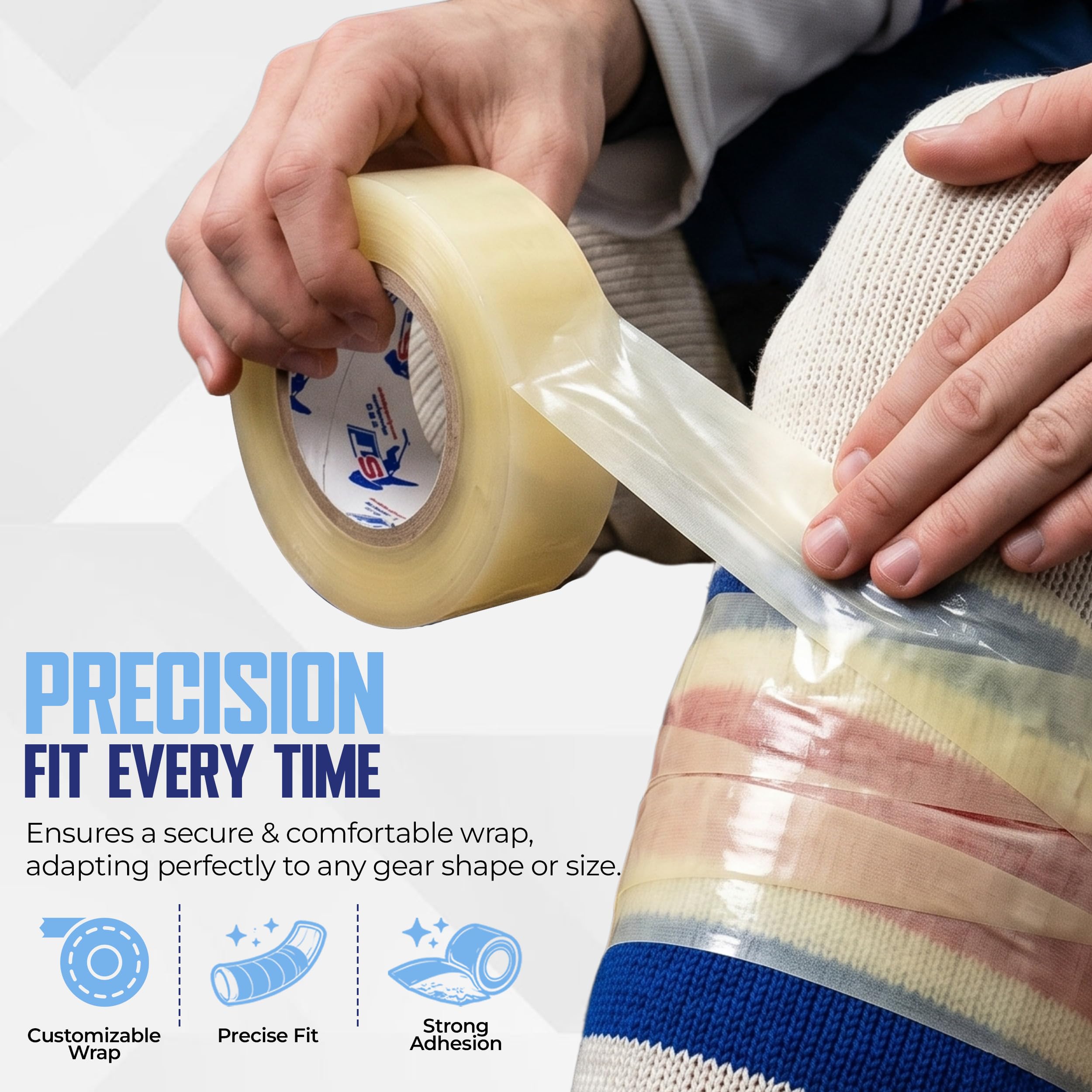 SportsTape adhesive edge detail illustrating strong grip that removes cleanly
