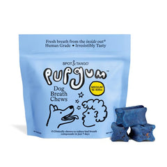 Spot & Tango front packaging showing PupGum chews and benefits