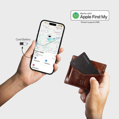 Spotminders card placed inside a wallet showing discreet protection