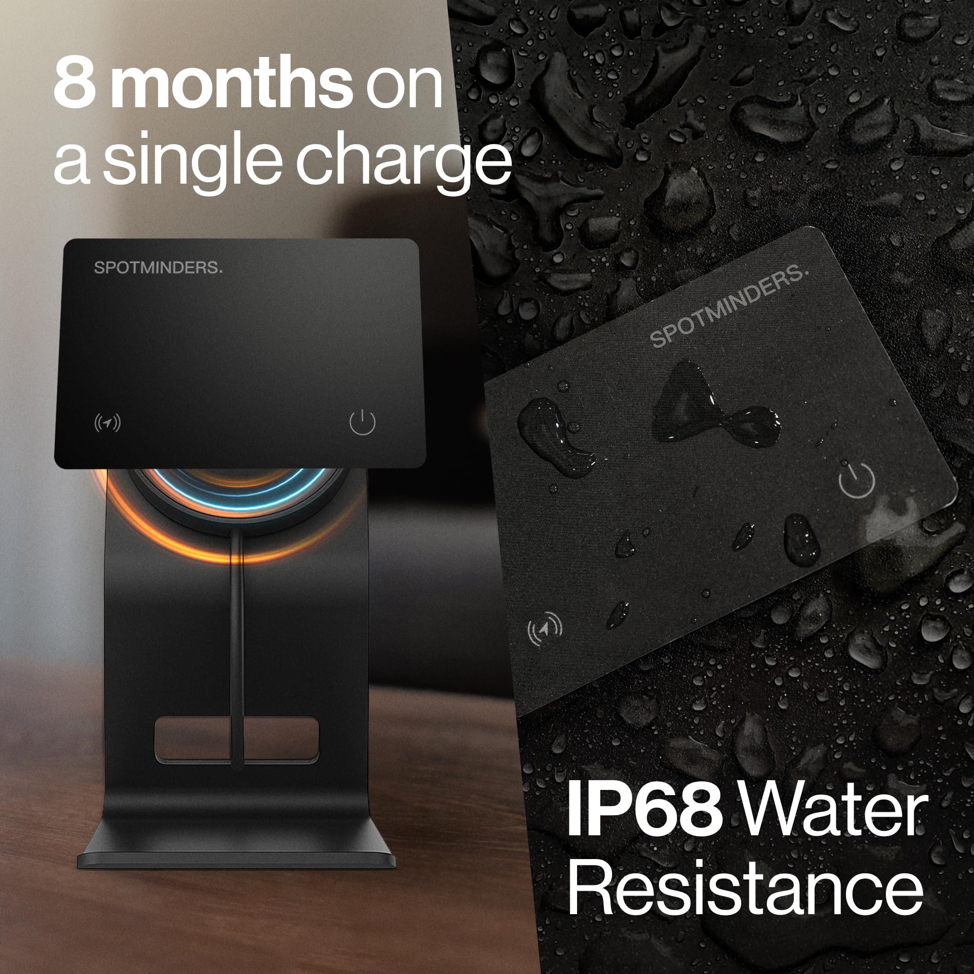 Spotminders under shallow water demonstrating IP68 waterproof resilience