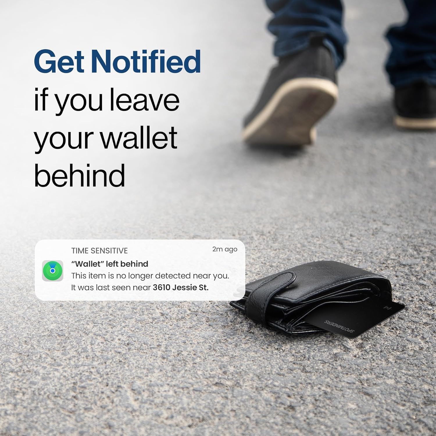 Spotminders card on wireless charger illustrating cable-free recharge