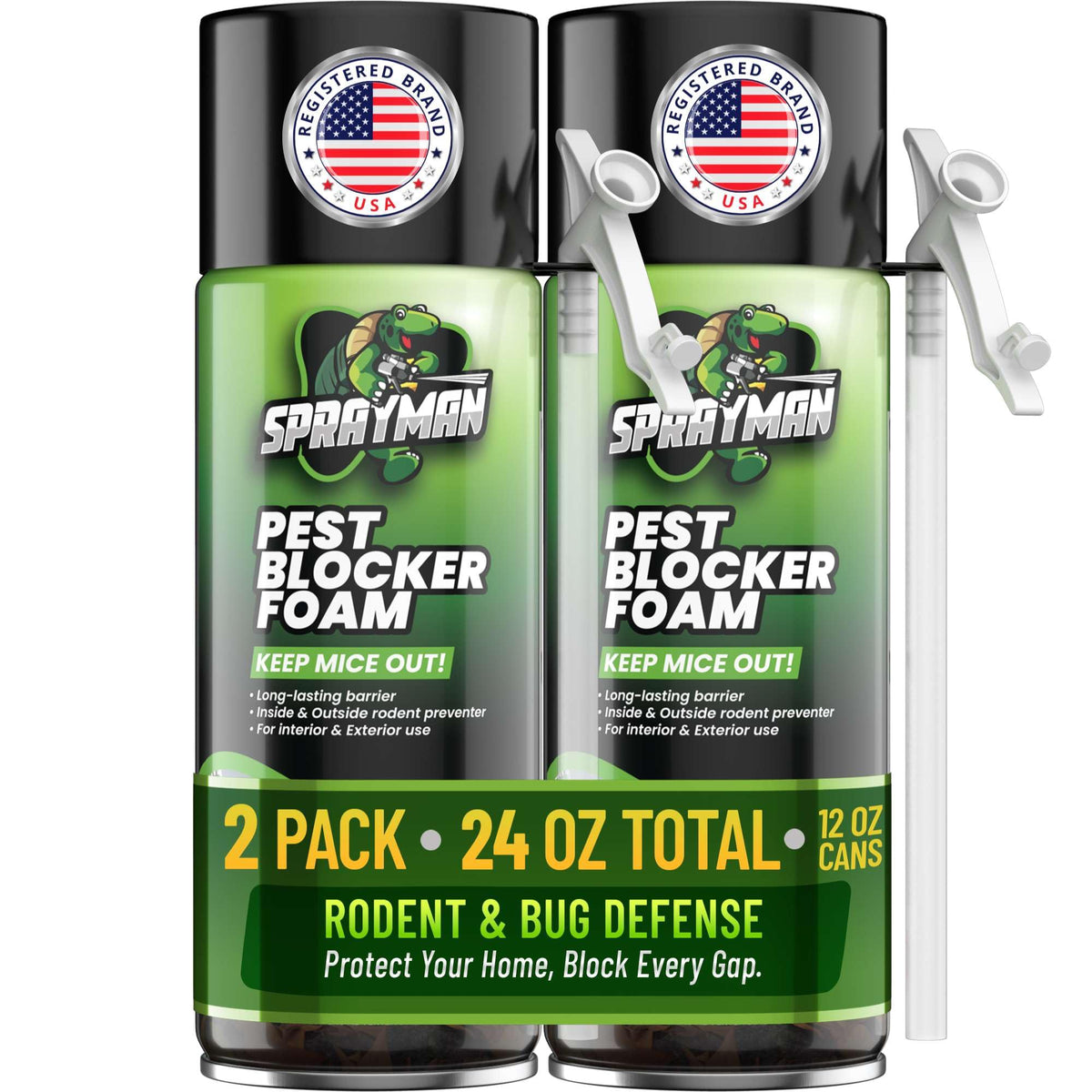 SPRAYMAN front packaging showing two odor-free cans and product labeling benefit
