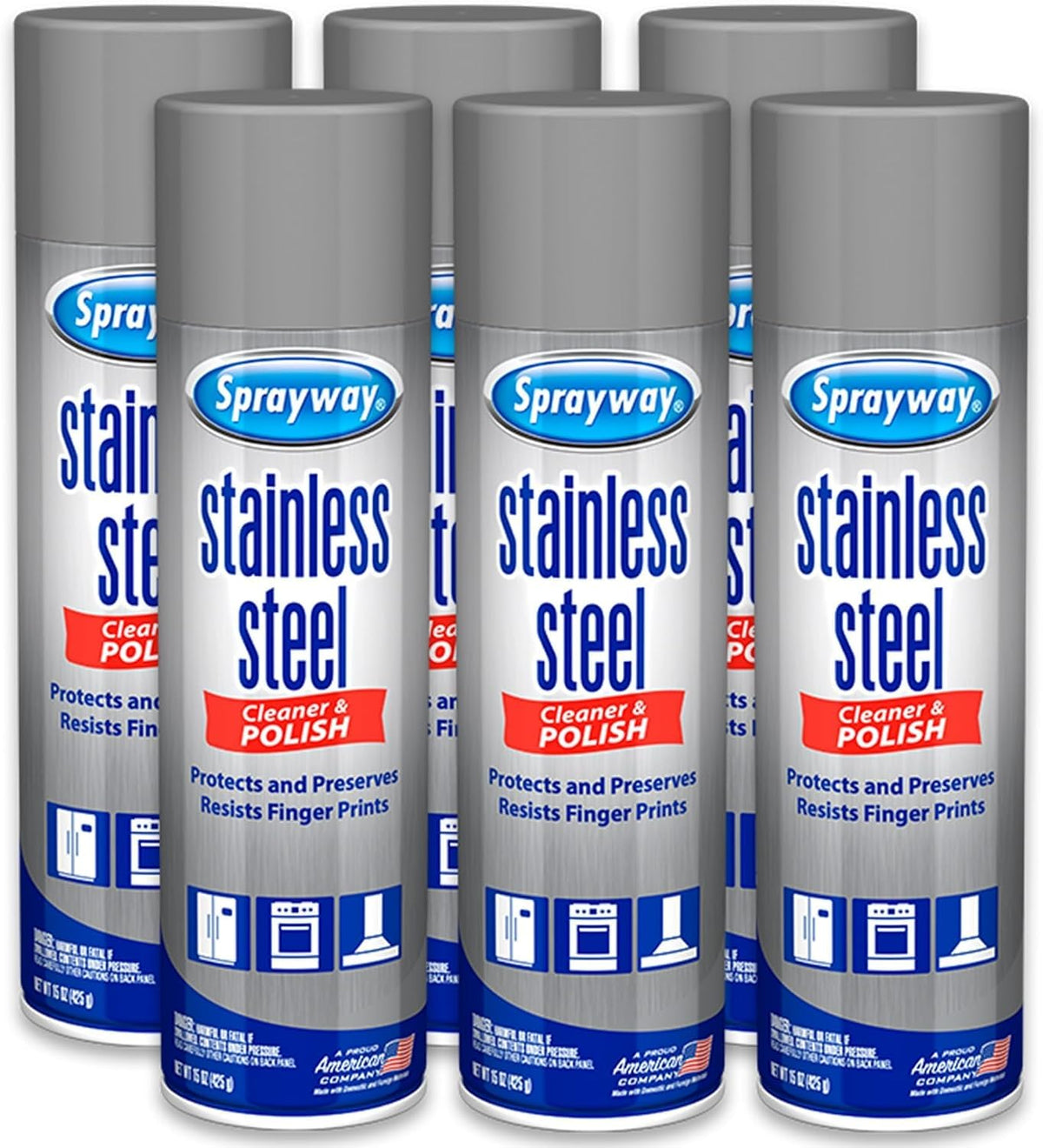 Sprayway aerosol pack front view showing cans and branding, highlights reliable cleaning