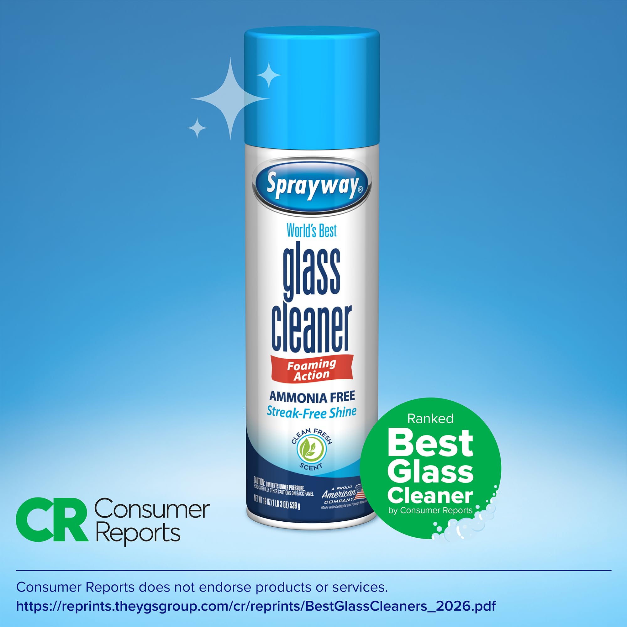 Sprayway being used to clean a mirror, demonstrating streak-free benefit