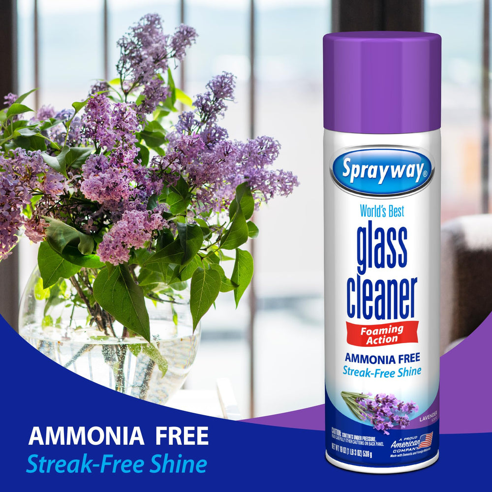 Sprayway label close-up highlighting ammonia-free formula and safety benefit