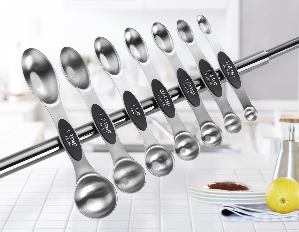 Spring Chef measuring set beside a ruler showing size and scale for clarity