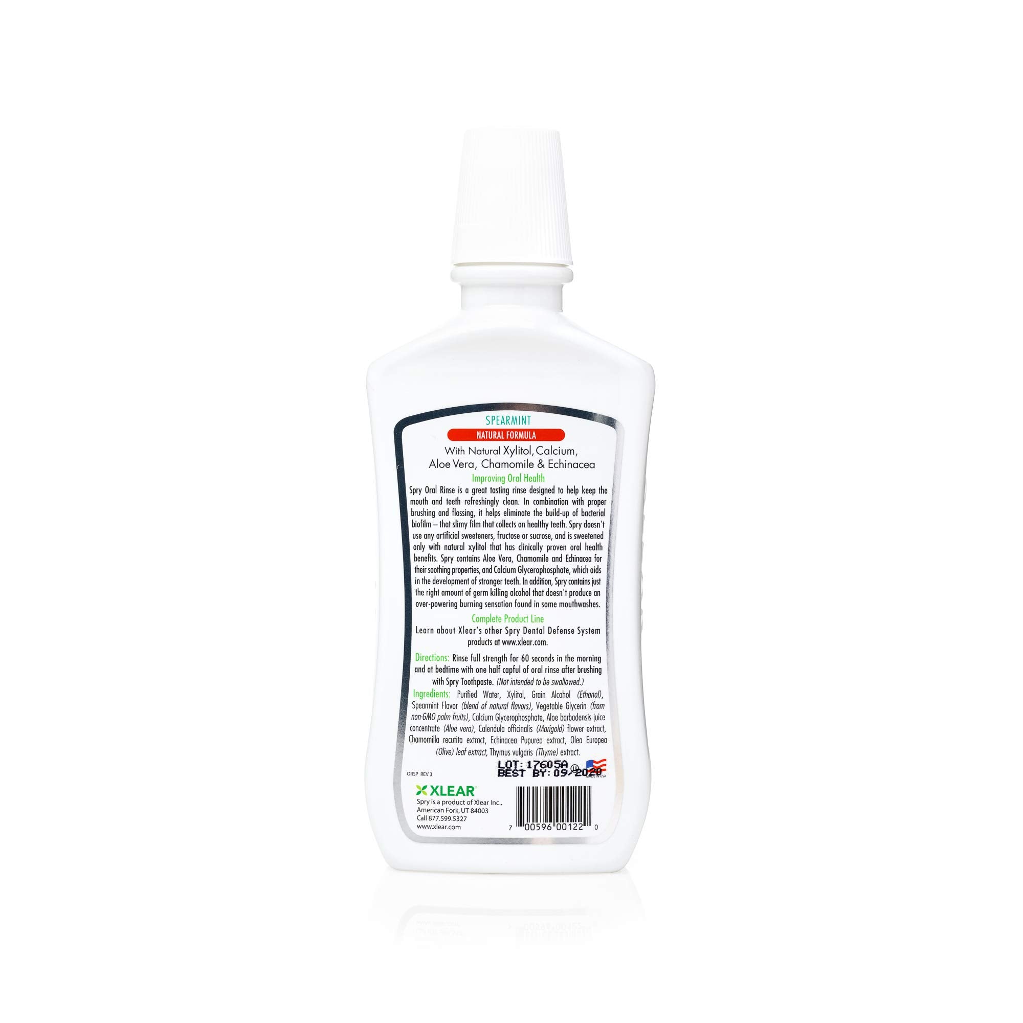 Spry spearmint mouthwash in use demonstrating gentle rinse and improved mouth comfort