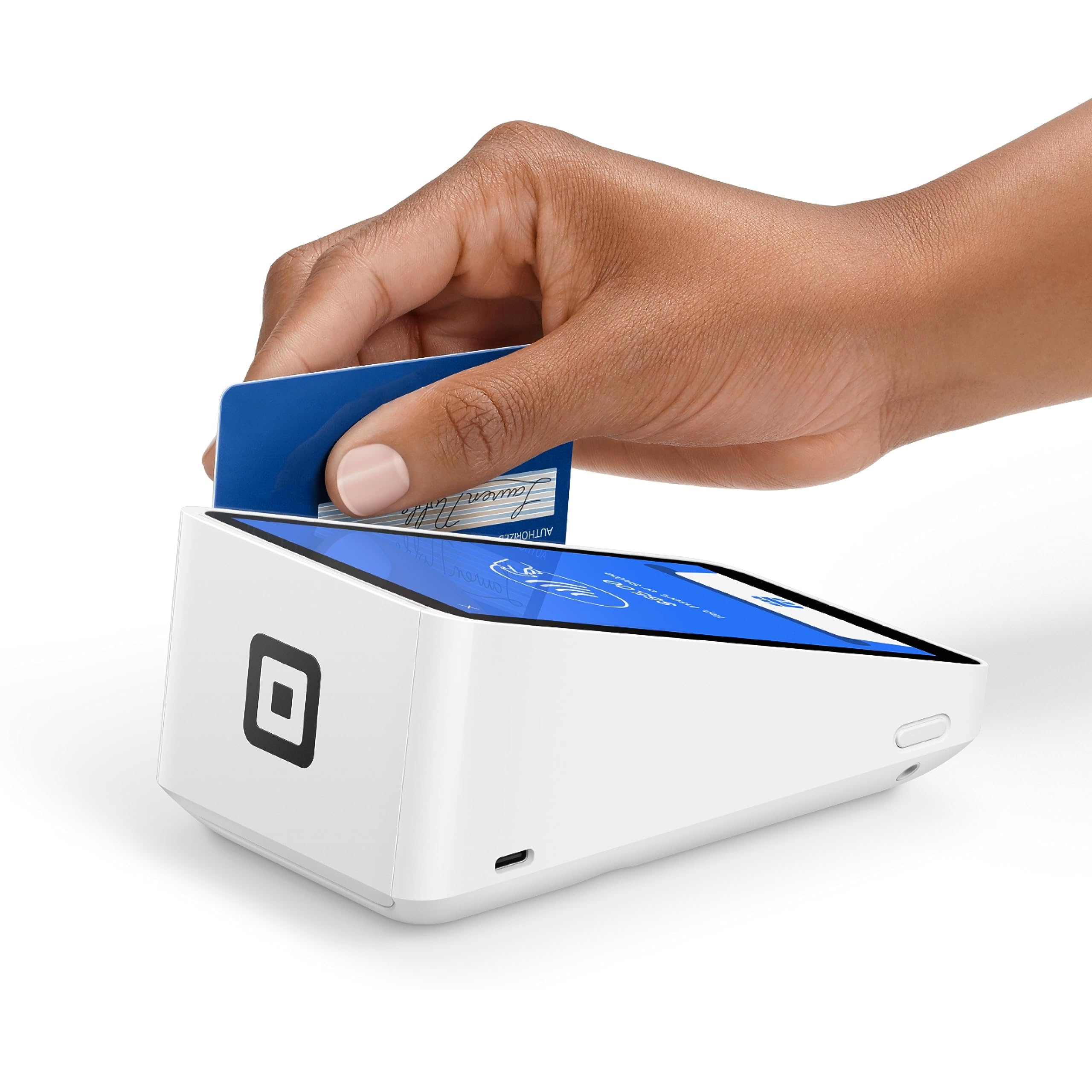 Square side angle highlighting battery port and cordless convenience