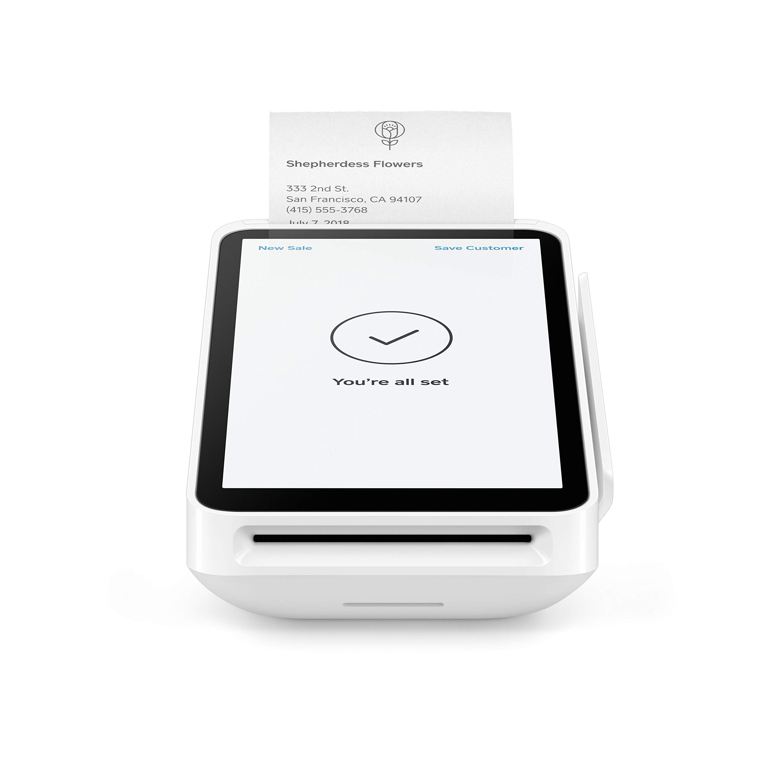 Square used by barista at counter for efficient customer flow