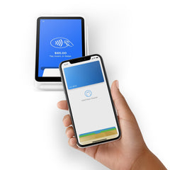 Square touchscreen during payment showing clear interface and speed