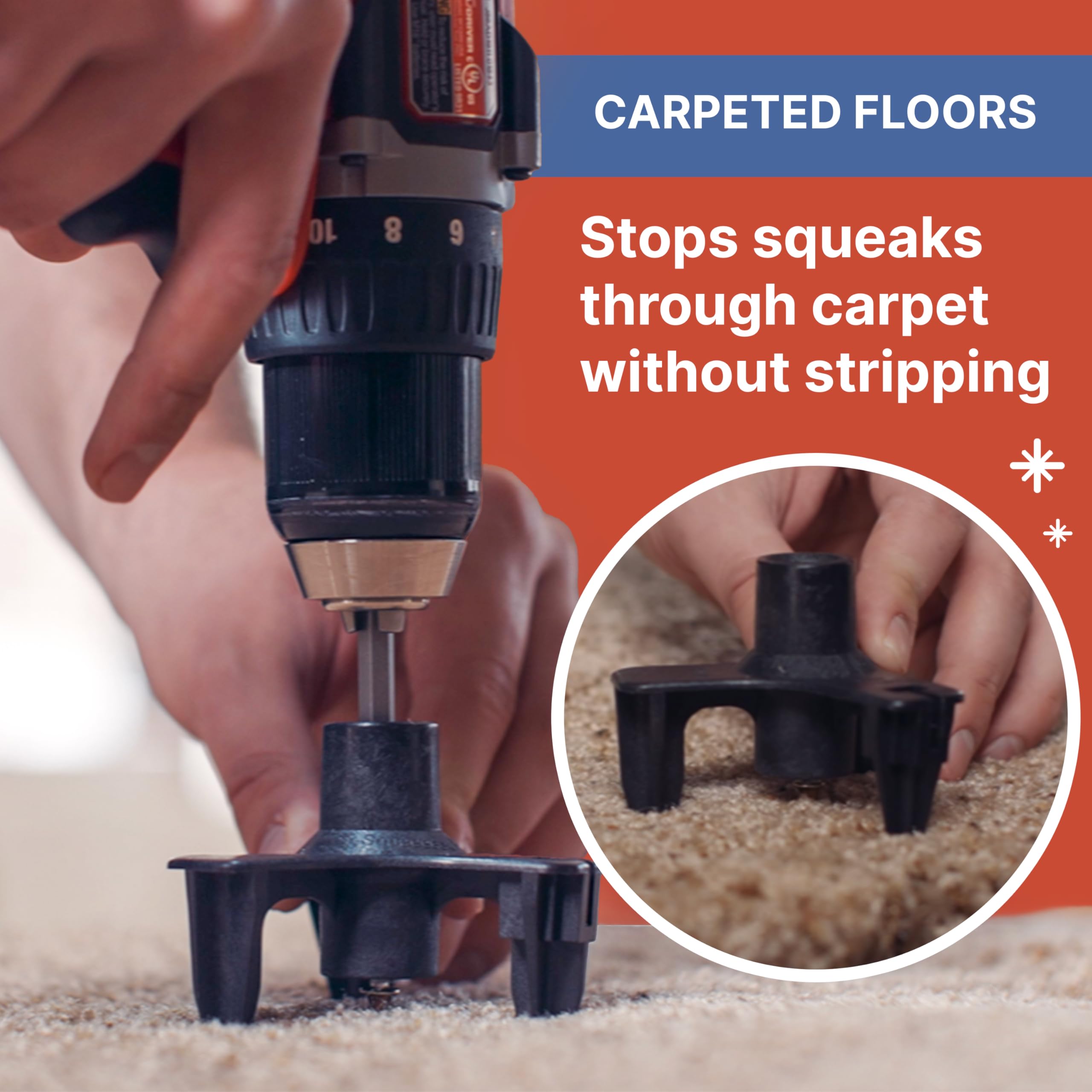 SQUEEEK NO MORE joist finder bits showing precise joist location benefit