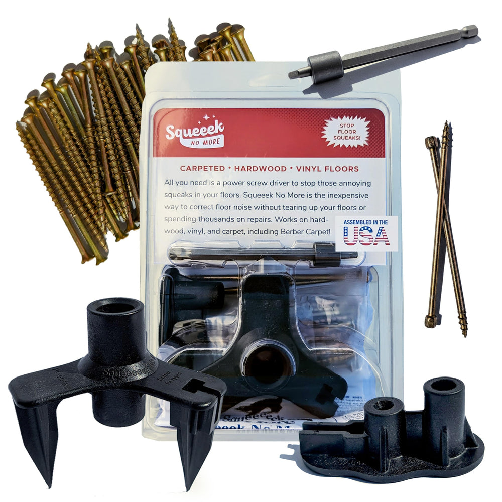 SQUEEEK NO MORE kit overview showing all components for quick repairs
