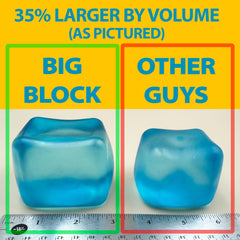 Squeez'M Big Block held in adult hand showing scale and comfortable grip benefit