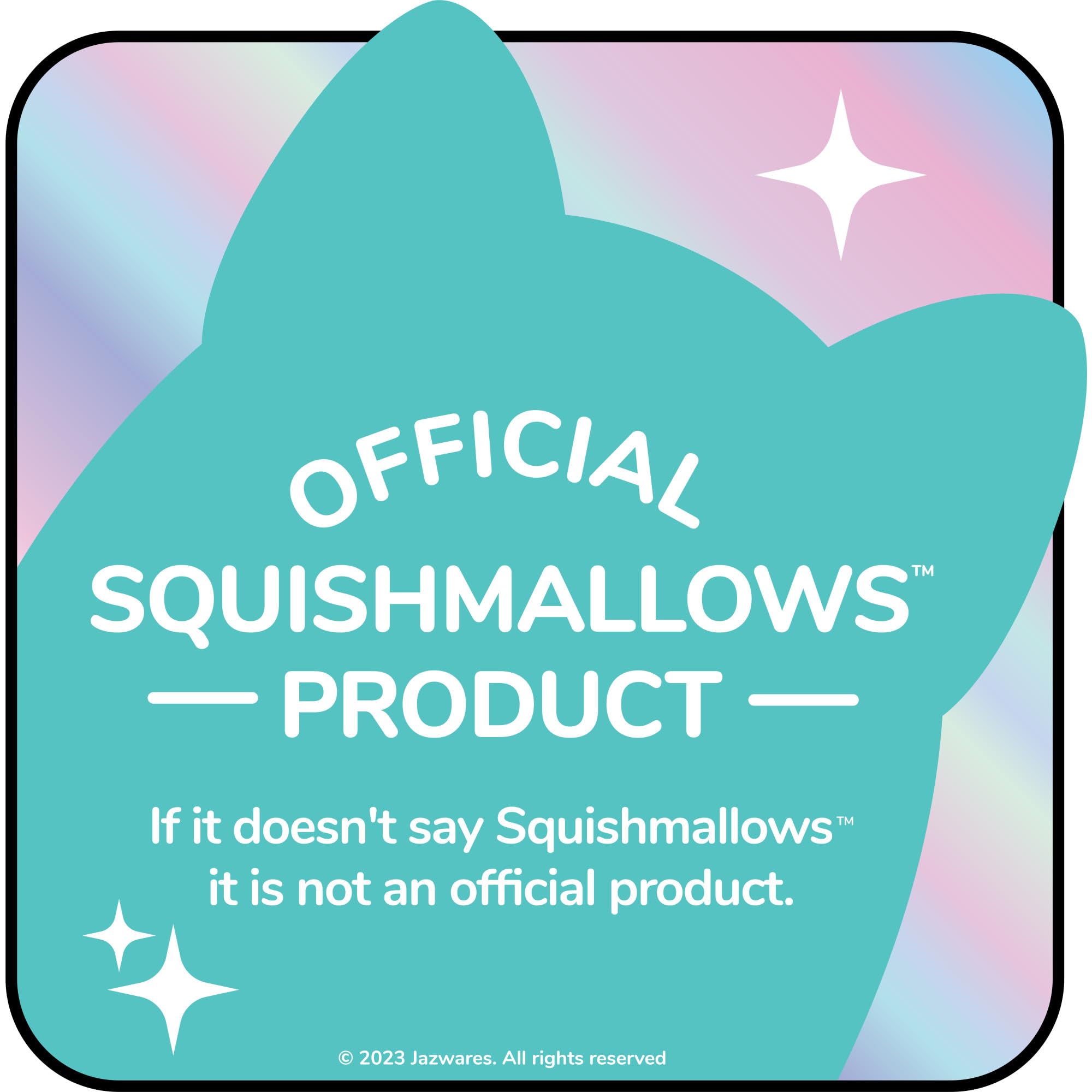 Squishmallows Derpy on bed lifestyle shot adding fandom decor comfort