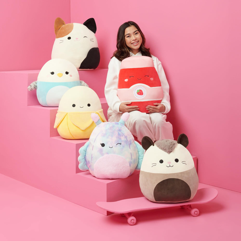 Squishmallows Derpy soft fabric texture close-up demonstrating plush feel