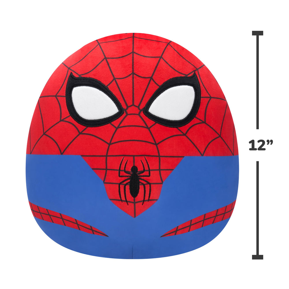 Squishmallows Spider-Man next to ruler showing portable 12-inch size