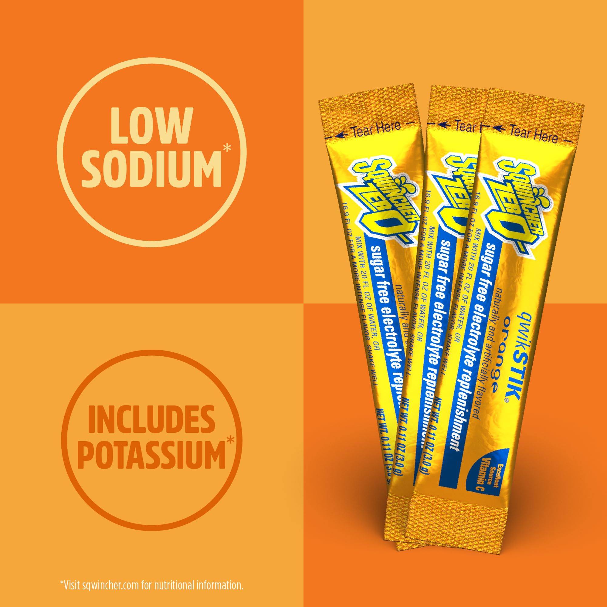 Sqwincher Qwik Stik packet beside a kitchen scale highlighting precise .11 oz single-serve portioning benefit