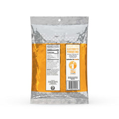 Sqwincher Qwik Stik packet torn open revealing orange powder close-up for fast-dissolve performance