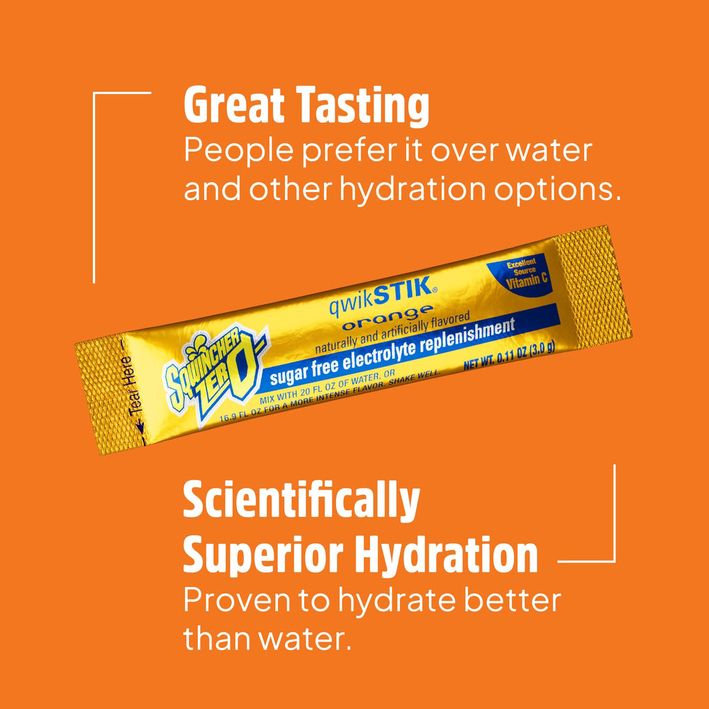 Sqwincher Qwik Stik packet inside a gym bag demonstrating portable zero-sugar hydration for workouts
