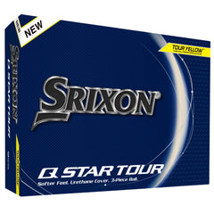 Srixon Q Star Tour yellow front packaging showing pack benefits and visibility