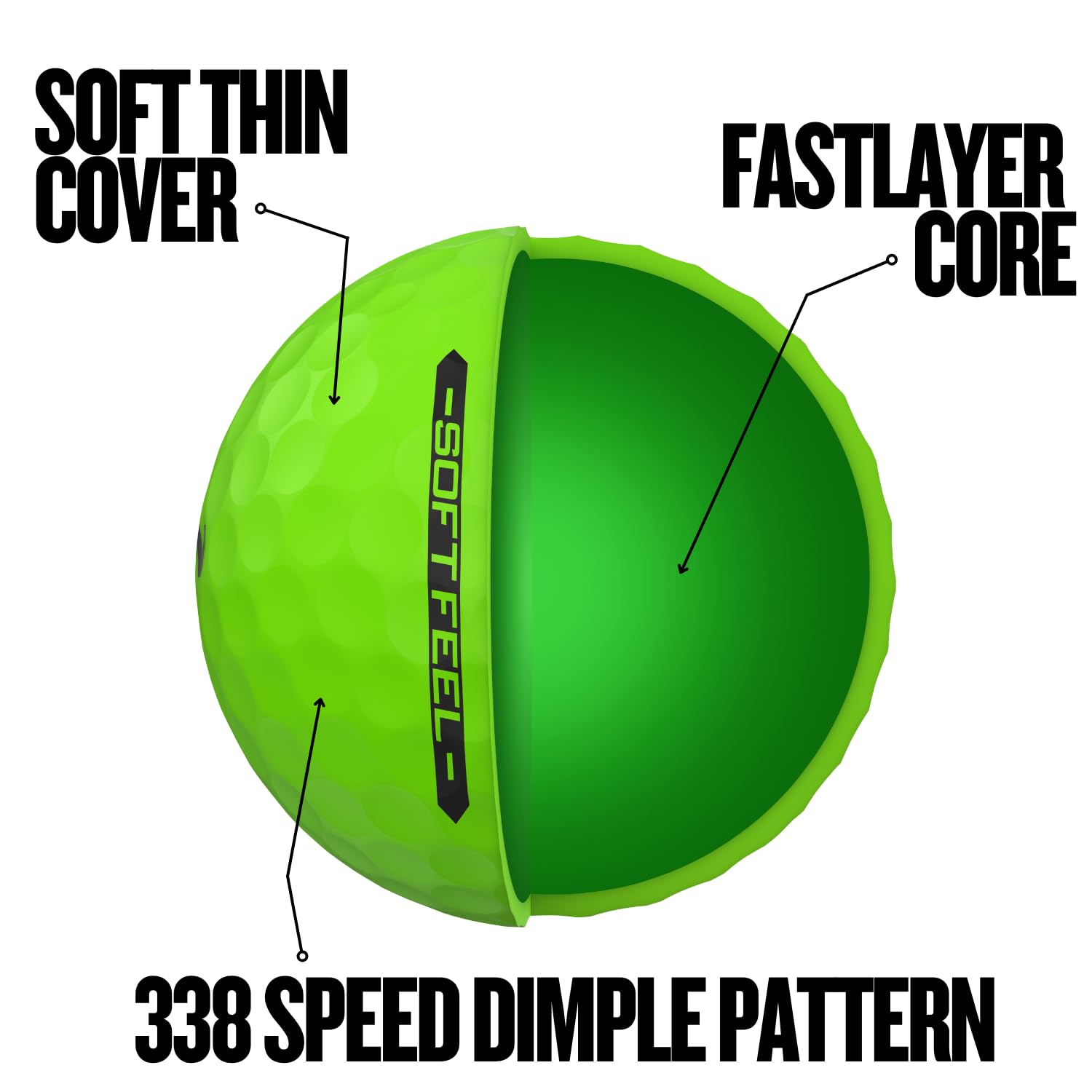 Srixon soft feel ball on green after chip showing improved greenside spin