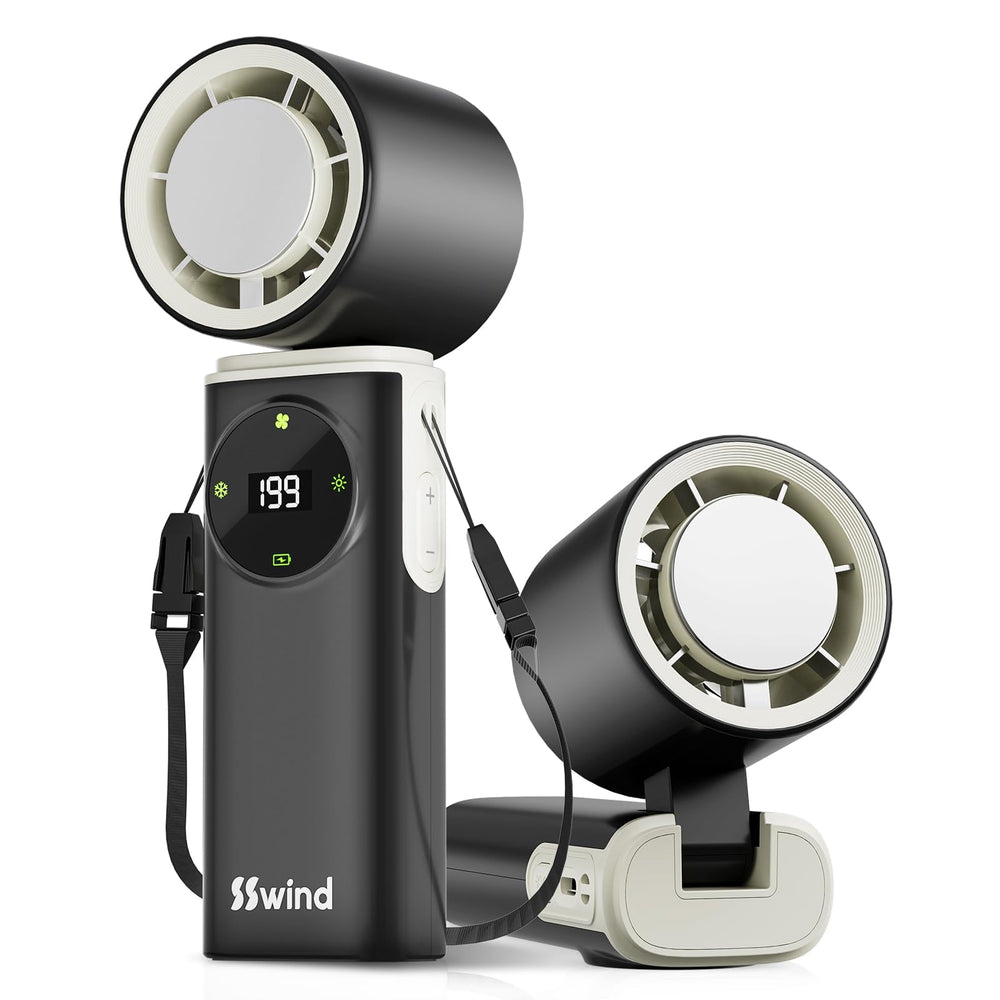 SSWind front view showing fan blades and compact body for powerful cooling