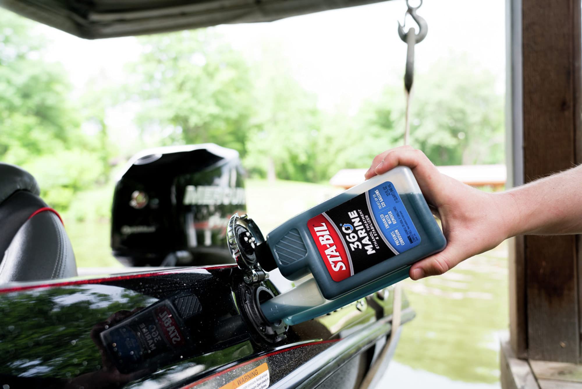 boat deck scene with STA-BIL 360 ready for routine maintenance