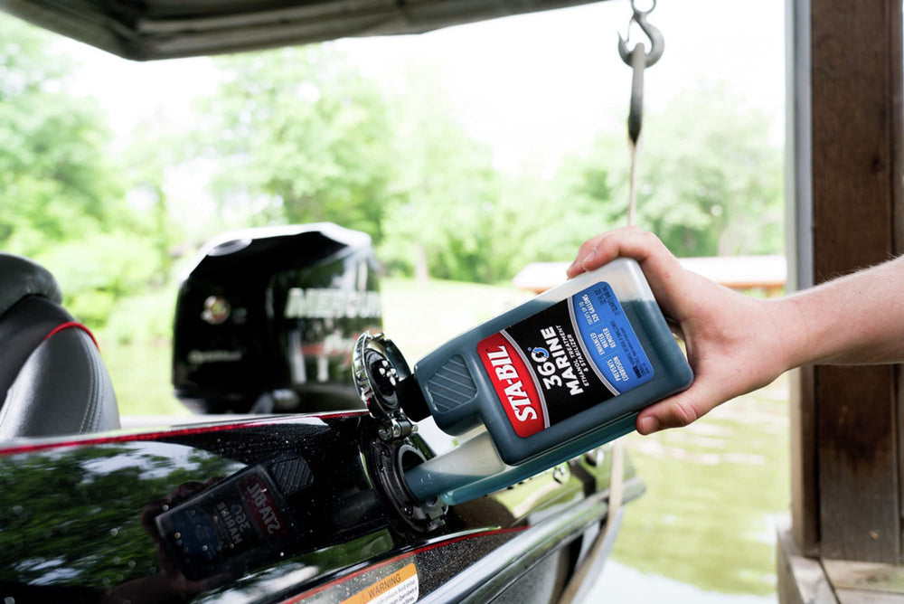 boat deck scene with STA-BIL 360 ready for routine maintenance