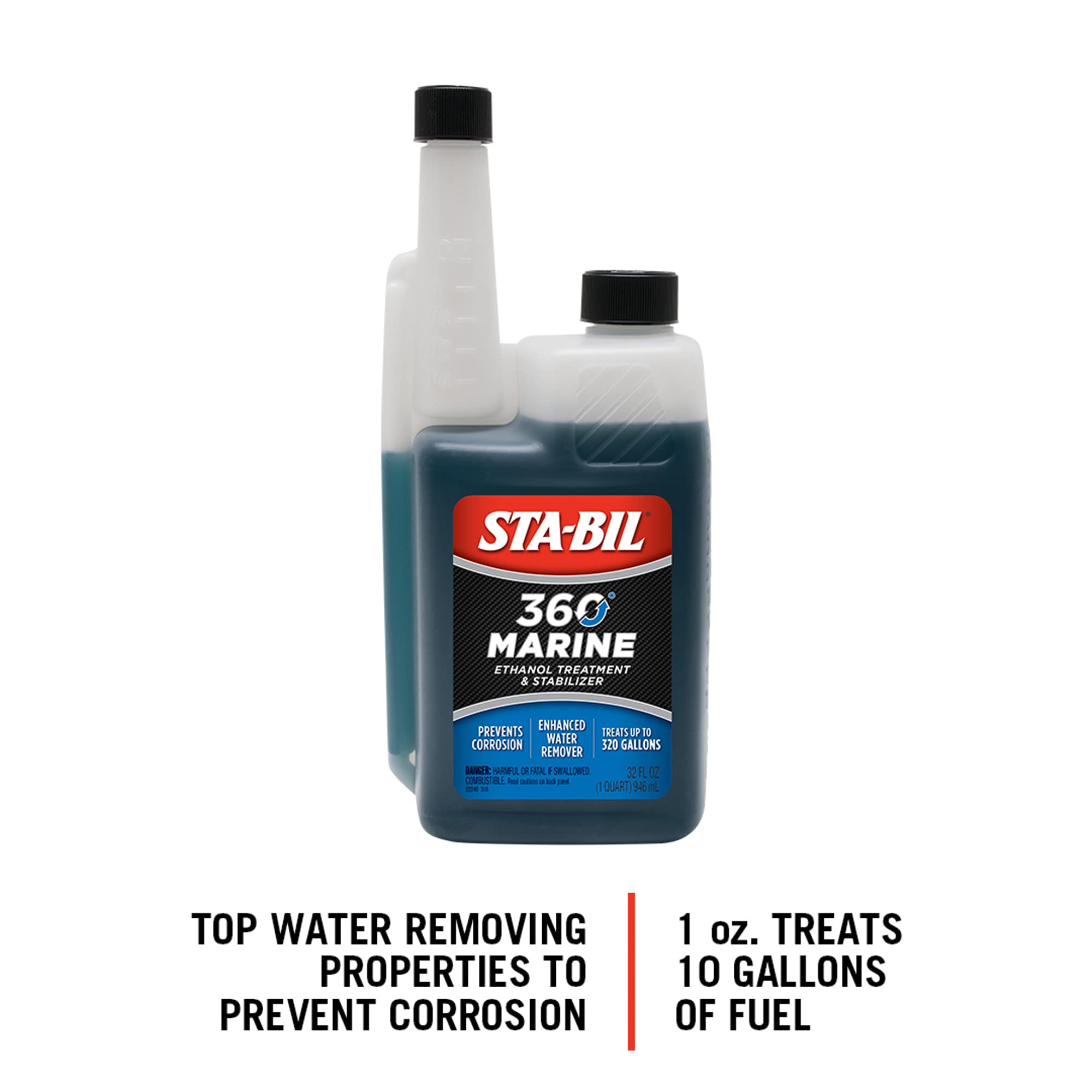 STA-BIL 360 bottle cap detail for secure pouring and measurement