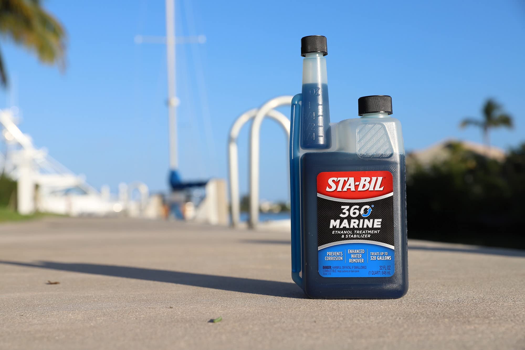 ingredients panel on STA-BIL 360 bottle explaining active additives