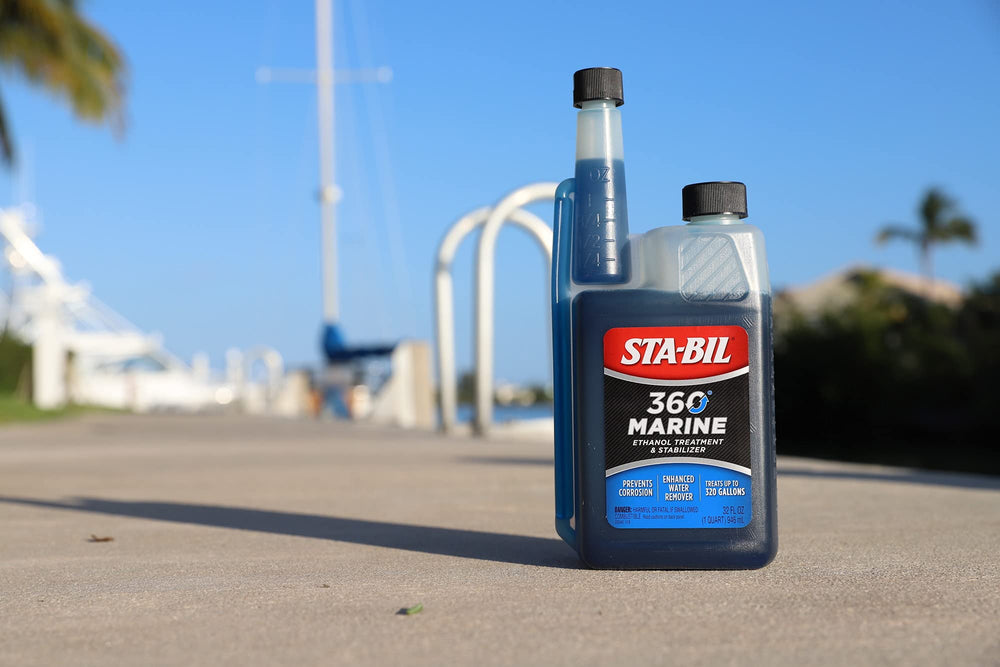 ingredients panel on STA-BIL 360 bottle explaining active additives