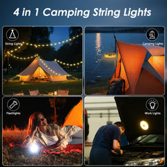 Staaricc lights hung inside a tent providing cozy ambient illumination