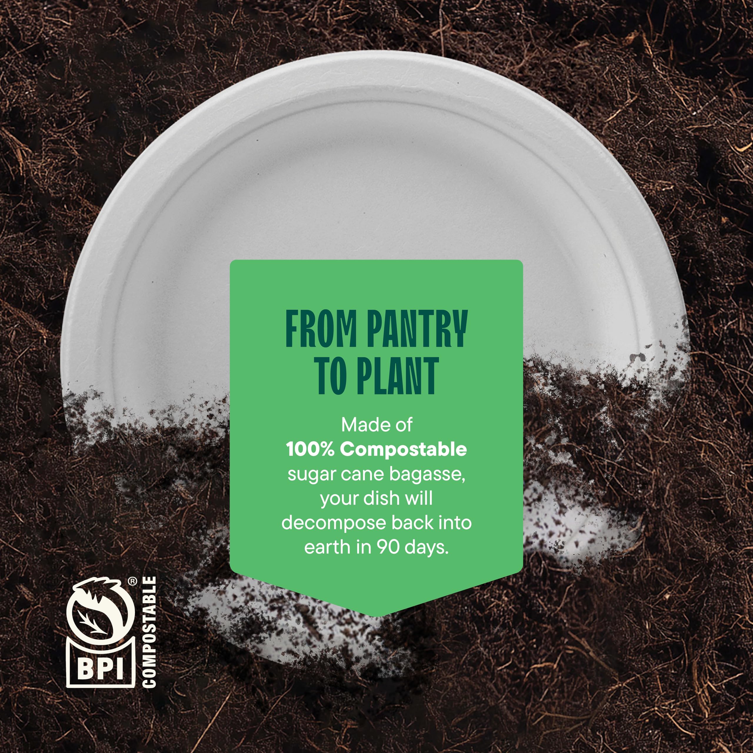 Stack Man certification label close-up proving commercial compostability