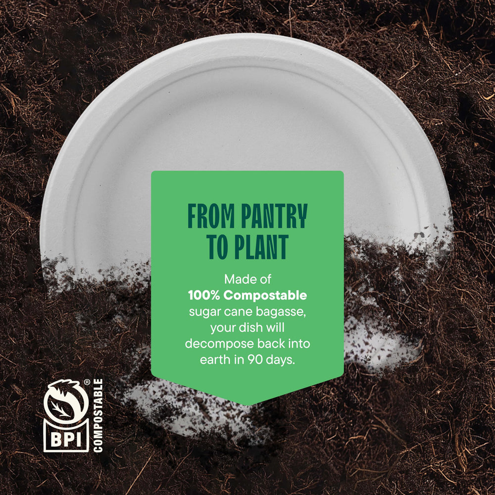 Stack Man certification label close-up proving commercial compostability