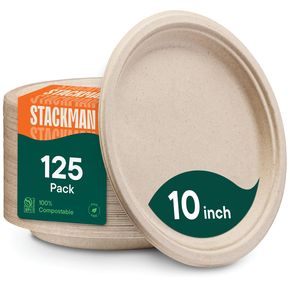 Stack Man front packaging showing 125-pack and eco benefits