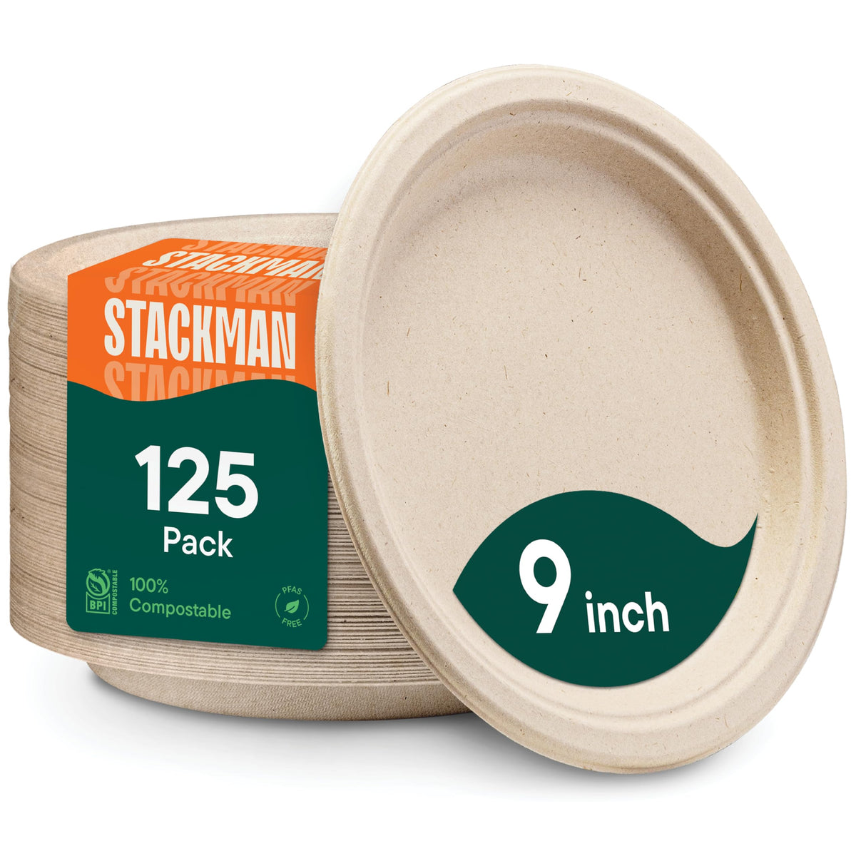 Stack Man front packaging showing 125-pack and eco benefits