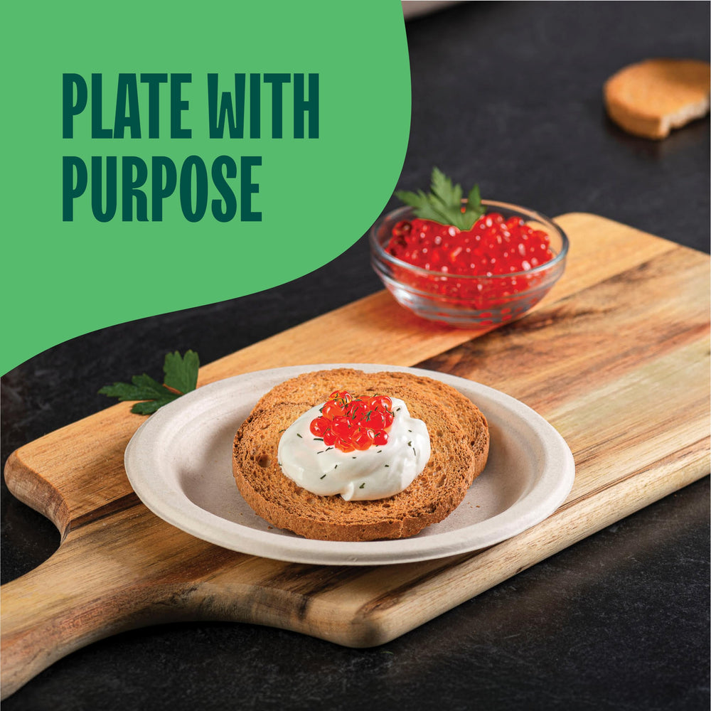 Stack Man plate in use with dessert demonstrating sturdy serving