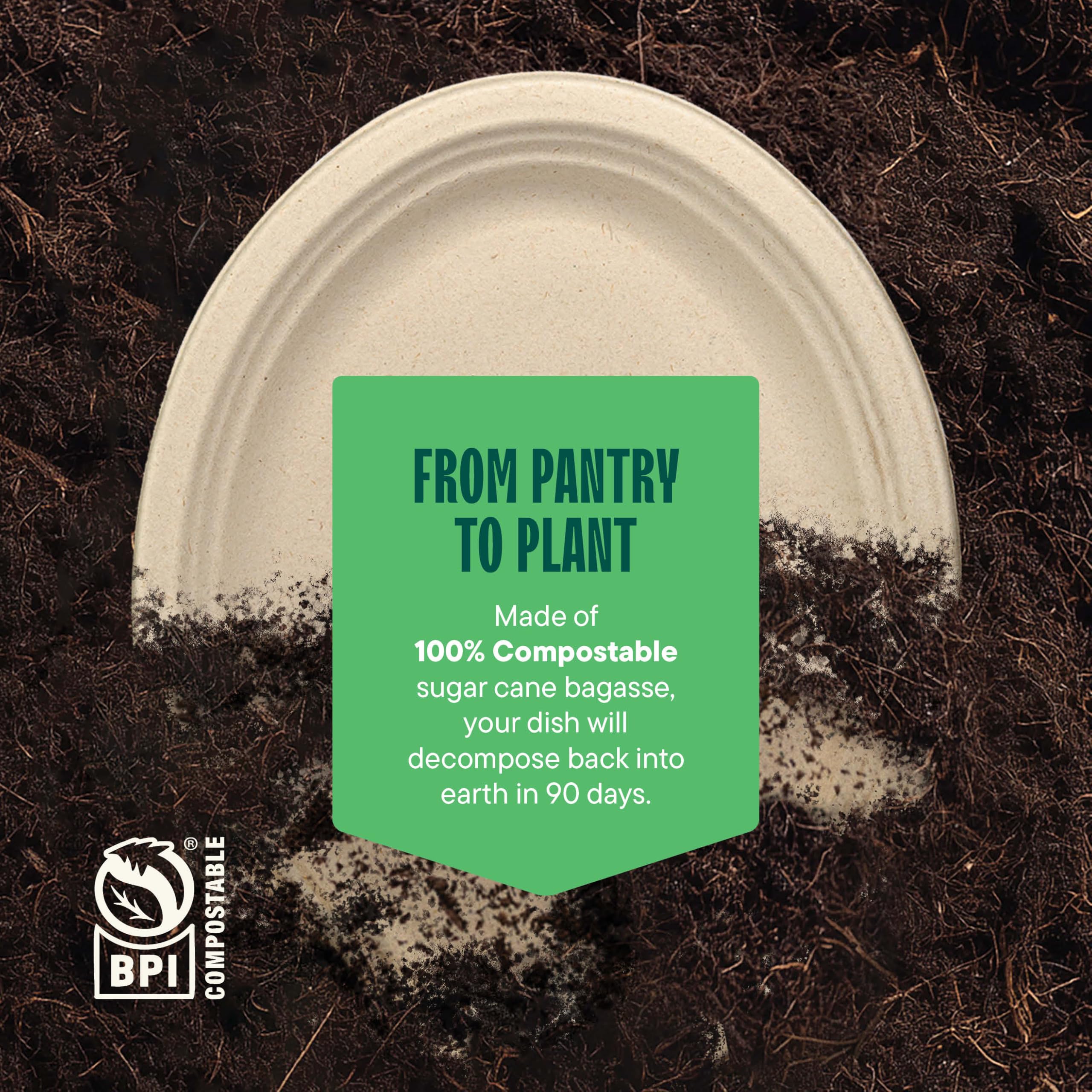 Stack Man label with BPI compostable badge showing certified composting benefit